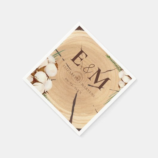 エレガント&シ素朴ッ結婚クの木製ありがとう スタンダードカクテルナプキン (角)