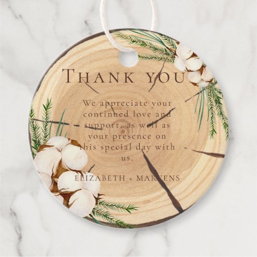 エレガント&シ素朴ッ結婚クの木製ありがとう フェイバータグ (正面)