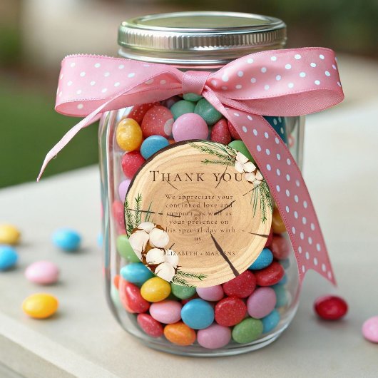 エレガント&シ素朴ッ結婚クの木製ありがとう ラウンドシール