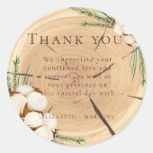エレガント&シ素朴ッ結婚クの木製ありがとう ラウンドシール (正面)