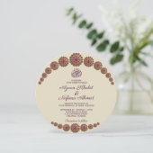 エレガント & ジオメトリック パターン イランのラウンドウェディング 招待状 (スタンド正面)