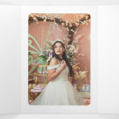 エレガント&スウィート赤面ピンクフローラキンセアニラ 三つ折りクリスマスカード (内部中)