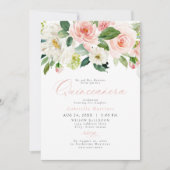 エレガント&スウィート赤面ピンクフローラキンセアニラ 招待状 (正面)