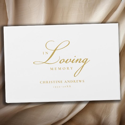 エレガント，スクリプトフォント「愛する記憶の中」葬儀 ゲストブック