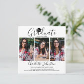 エレガント スクリプト 4 フォト 卒業発表 招待状 (スタンド正面)