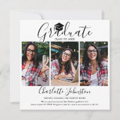エレガント スクリプト 4 フォト 卒業発表 招待状 (正面)