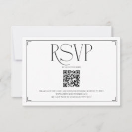 エレガント スクリプト RSVP QRコード ブラック ホワイト ウェディング