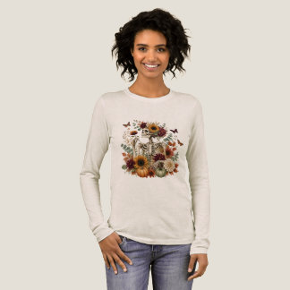 エレガント・スケルトン・フラワー・ゴシック・オータムンファッション トライブレンドTシャツ
