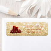 エレガント,スタイリッシュクリスマス・キャンドル，キラキラした《写真》ぼけ味 ラベル (インサイチュ)