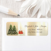 エレガント,スタイリッシュ松の木，クリスマスそり ラベル (インサイチュ)