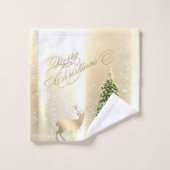 エレガント,スタイリッシュ松の木,クリスマス・トナカイ バスタオルセット (ウォッシュタオル)