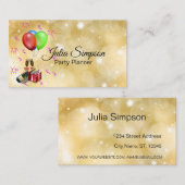 エレガント、スタイリッシュ金ゴールド、輝き、バルーン 名刺 (正面/裏面)