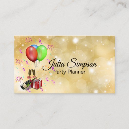 エレガント、スタイリッシュ金ゴールド、輝き、バルーン 名刺 (正面)