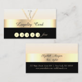 エレガント,スタイリッシュ金ゴールド，黒，はさみロイヤリティカード ロイヤリティカード (正面/裏面)