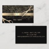 エレガント,スタイリッシュ黒，金ゴールド紙吹雪，はさみ 名刺 (正面/裏面)