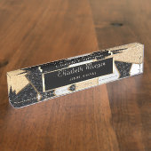 エレガント スタイリッシュ ジオメトリック 大理石 フレーム デスクネームプレート (側面)