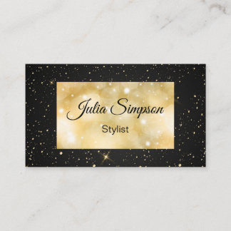 エレガント, スタイリッシュ，ブラック&金ゴールド，光沢，スタイリスト 名刺
