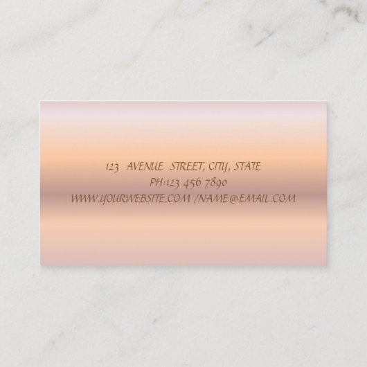 エレガント スタイリッシュ プロフェッショナル ローズゴールド ハイヒール 名刺 (裏面)