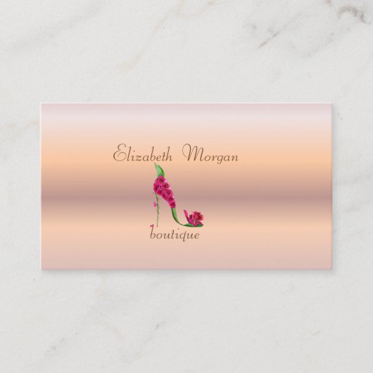 エレガント スタイリッシュ プロフェッショナル ローズゴールド ハイヒール 名刺 (正面)