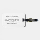 エレガント スタイリッシュ ホワイト グレー モノグラムイニシャルスクリプト ラゲッジタグ (裏面横)