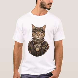 エレガント スチームパンク キャット - ヴィクトリア朝の紳士猫 Tシャツ