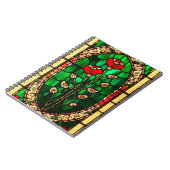 エレガント ステンドグラス 赤い花 ノートブック (左側)