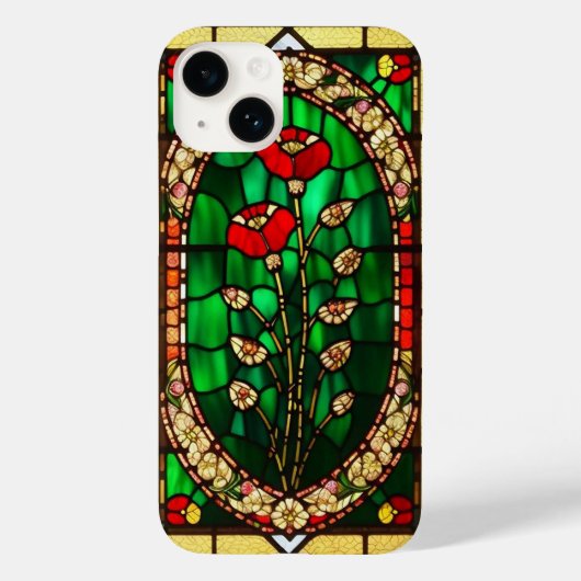エレガント ステンドグラス 赤い花 Case-Mate iPhoneケース (裏面)