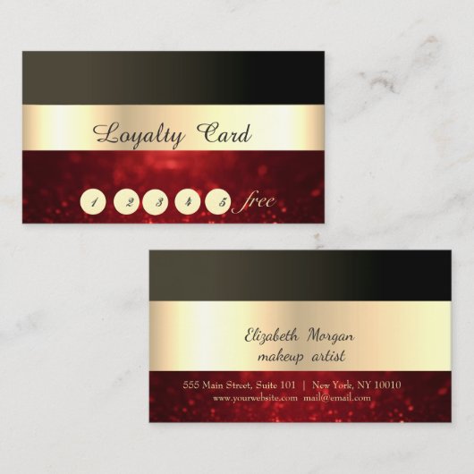 エレガント,ストライプの,黒,きらびやかなロイヤリティカード ロイヤリティカード (正面/裏面)