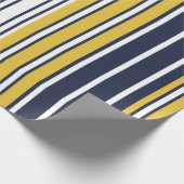 エレガント,ストライプネイビーブルー，マスタードイエロー，ホワイト ラッピングペーパー (角)