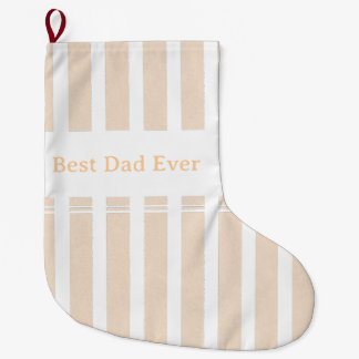 エレガント ストライプ Best Dad Ever オリジナル ラージクリスマスストッキング