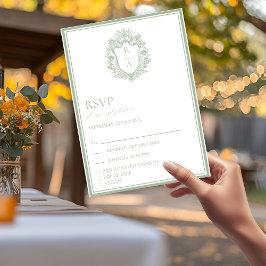 エレガント・セージグリーン・クレスト 結婚式 料理の選択 RSVP