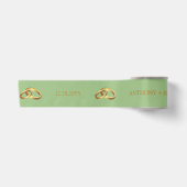 エレガント セージグリーン ゴールド 名前入り サテンリボン (正面)