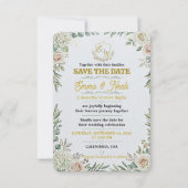 エレガント セージゴールドの結婚式招待状 Save The Date セーブザデート (正面)