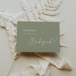 エレガント&セージ緑のブリデスメイド提案カード 招待状