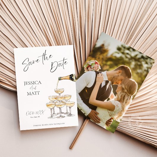 エレガント セーブ・ザ・デート シャンパンタワー フォト付