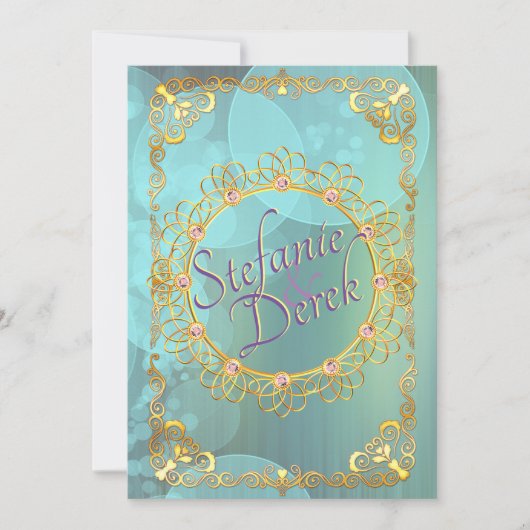 エレガント ソフト ティール バブル 案内状 (正面)