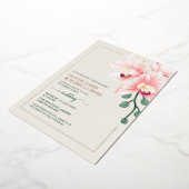 エレガント ソフト ピンク オーキッド ウェディング 招待状 | ホイル (回転した状態)