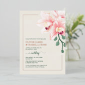 エレガント ソフト ピンク オーキッド ウェディング 招待状 | ホイル (立ち正面)