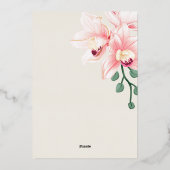 エレガント ソフト ピンク オーキッド ウェディング 招待状 | ホイル (裏面)