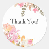 エレガント ソフト ピンク ブーケ サンクス ラウンドシール (正面)