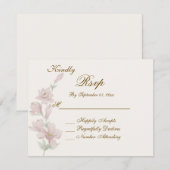 エレガント ソフト ブラッシュ フラワール RSVP ウェディング カード (正面/裏面)