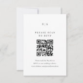 エレガント タイプ 黒と白の結婚式 QR コード 出欠カード (正面)
