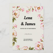 エレガント&タイムレス白フローラ 招待状 (正面/裏面)