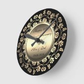 エレガント ダイヤモンド フラワー 50周年 結婚記念日 ラウンド壁時計 (傾斜)