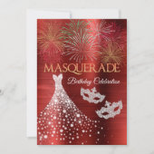 エレガント ダイヤモンド レッド グラム マスカレード 招待状 (正面)