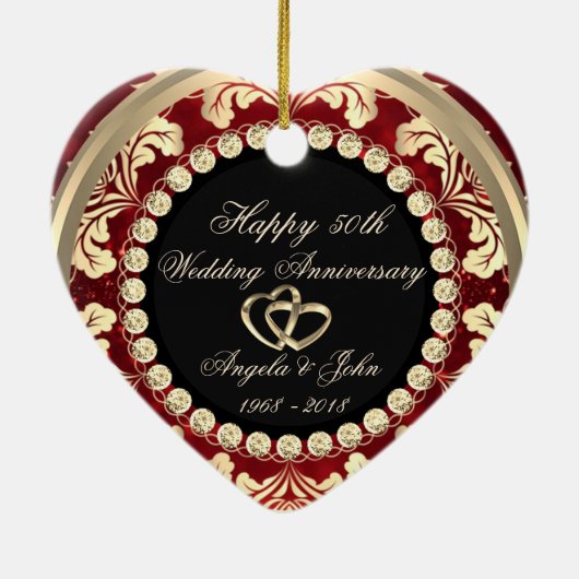 エレガント ダイヤモンド 50回結婚記念日 セラミックオーナメント (裏面)