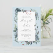 エレガント ダスティーブルー ネイビー ボタニカルガーデン 招待状 (スタンド正面)