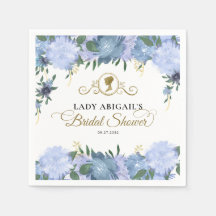 エレガント ダスティーブルー フローラル ヴィクトリアン ブライダルシャワー