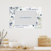 エレガント ダスティーブルー ブライダルシャワー フォトプロップ フレーム ポスター (キッチン)