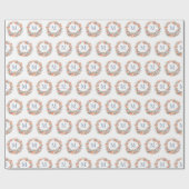 エレガント ダスティーブルー モノグラム リース クリスマス ラッピングペーパー (フラット)